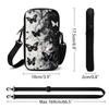 Monochrome Butterfly Print Crossbody Phone Bag, Aesthetic Black and White Floral Christmas Gift, Trendy Small Shoulder Pouch for Women Holiday Party D