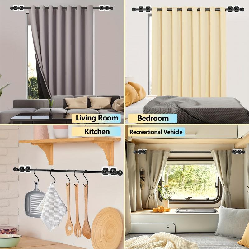 2026 Adjustable No-Drill Curtain Rod (32-64 inches) for Windows