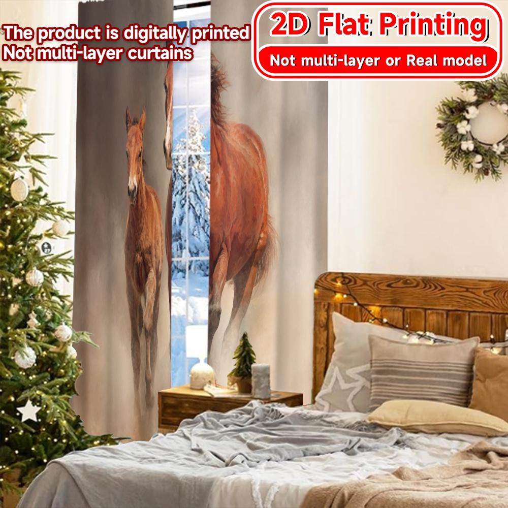 Set Of 2 Minimalist Flat Printing Gallop Duo Popular Curtains Polyester Art Deco Festive Living Room Bedroom Curtain Ideal For Great