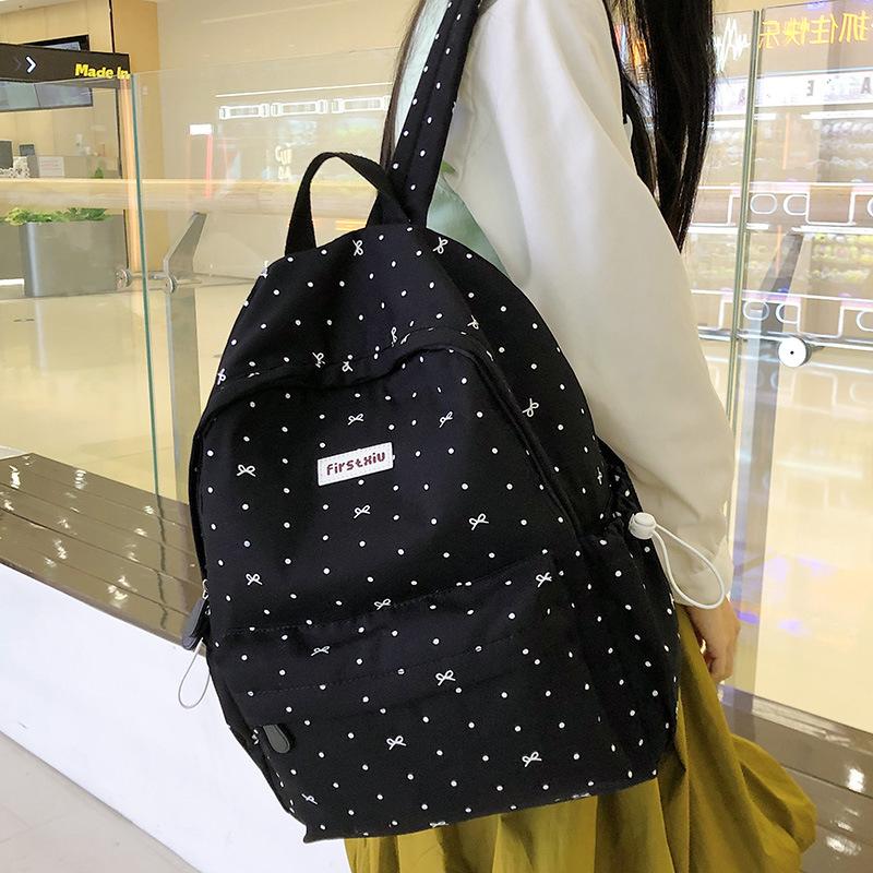 High-Value Japanese and Korean Style Fresh Polka Dot Print Backpack for Girls and Boys Elementary and Middle School Students Double Shoulder Bag