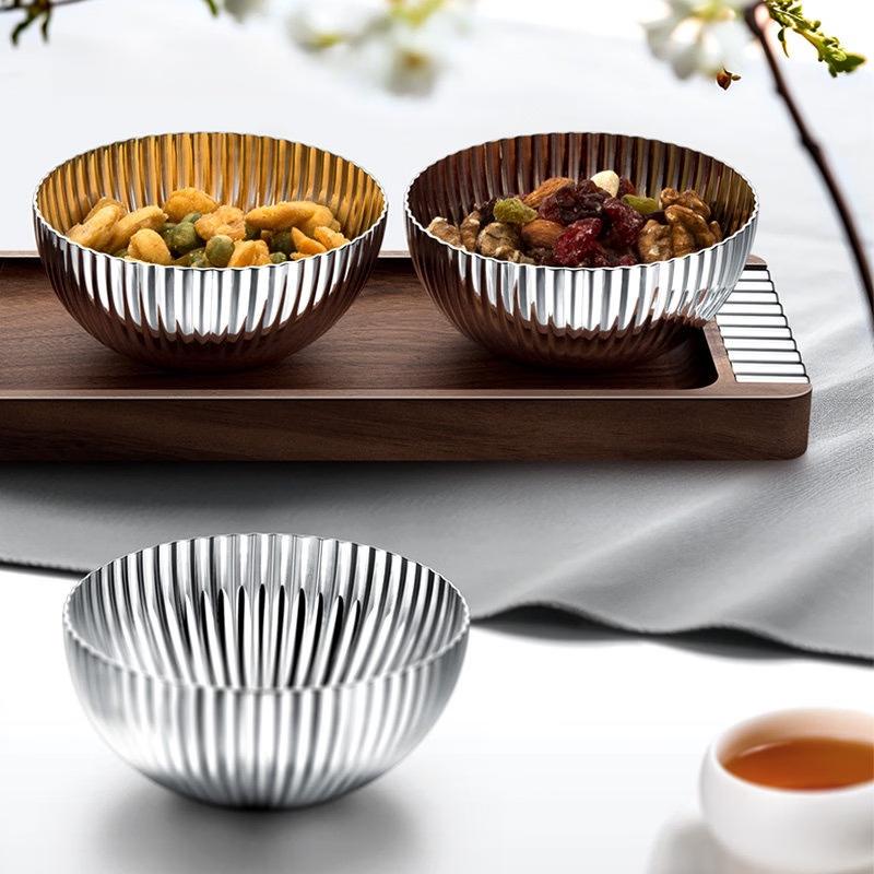 Luxury Wooden Snack Dish with Stainless Steel Bowl