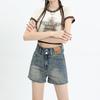 Shorts Vaqueros Retro de Cintura Alta Corte A para Mujer 2024 - Corte Ajustado, Pierna Ancha, Talla Pequeña, Combinación Perfecta para Verano