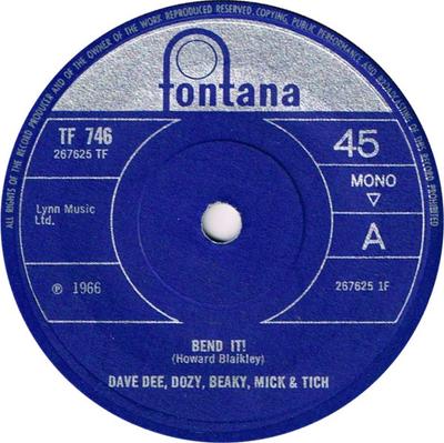 7-palcový singel DAVE DEE, DOZY, BEAKY, MICK & TICH - Bend It! TF746 Fontana 1966 UK Rock Použité