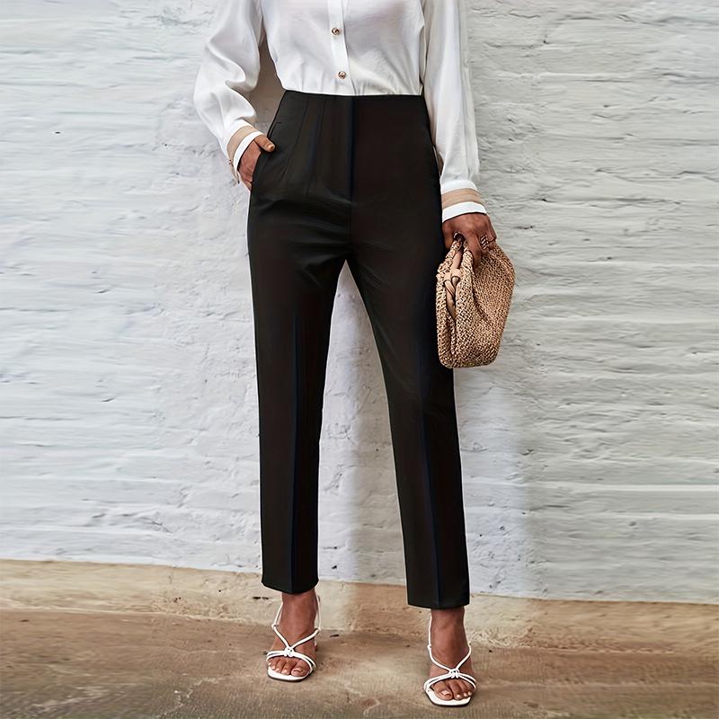 Women's High-Waisted Slimming Solid Color Suit Pants, New 2024 Casual Carrot Style