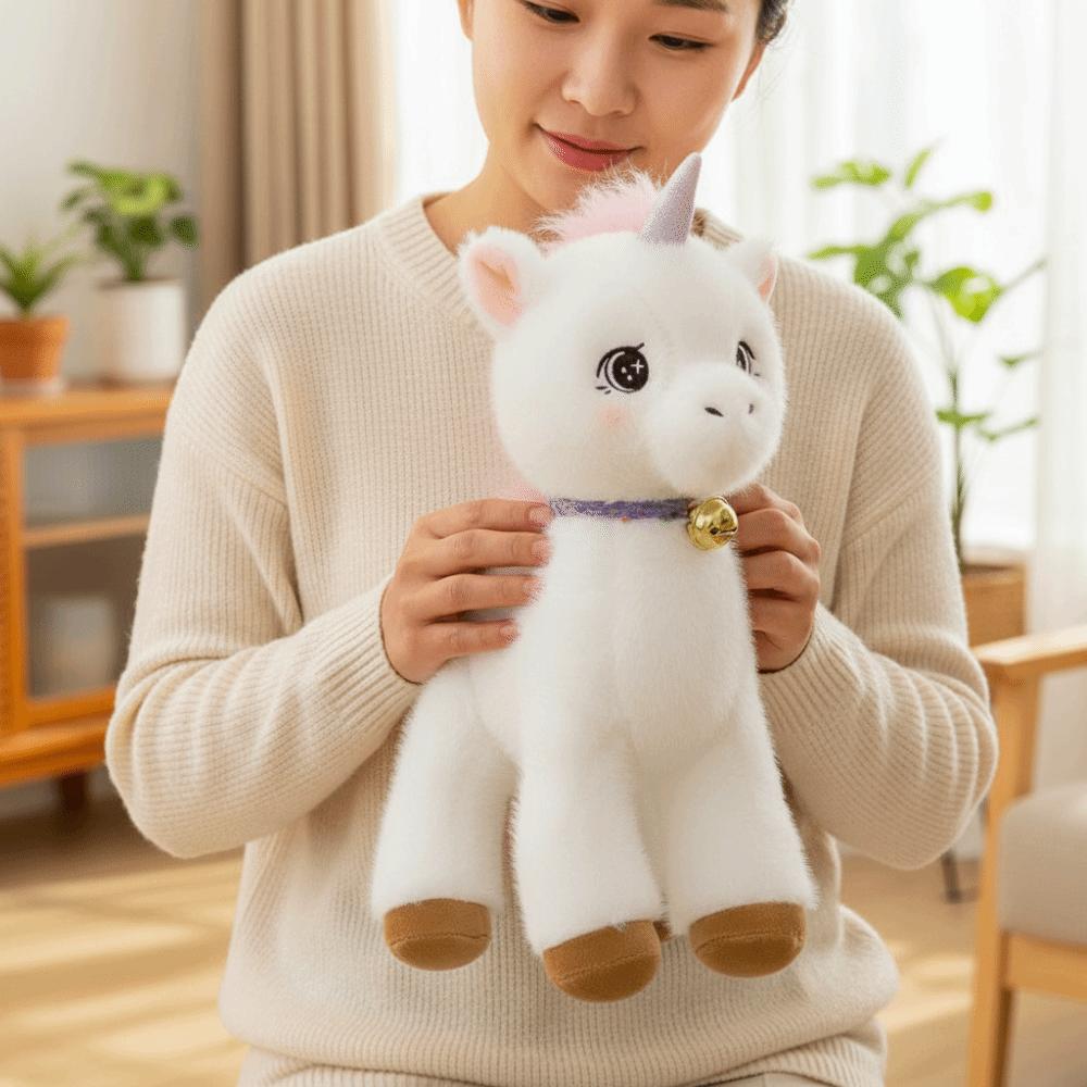 Cozy Stuffed Horse Plush Toy Lifelike Horse Stuffed Horse Doll Cute White Horse Doll  Kid Toy