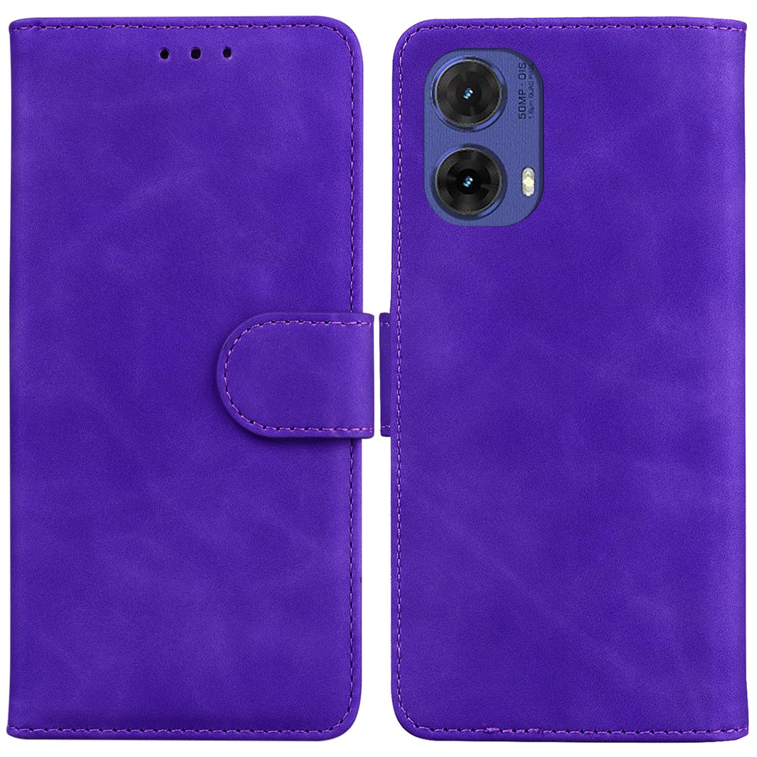 

For Motorola Moto G85 5G/S50 Neo 5G Cell Phone Case TPU+PU Leather Shell Phone Stand Cover Purple