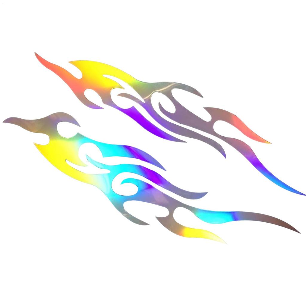 Motorcycle Sticker Decal - Flame Design for Car - Set of 2 Waterproof Emblems