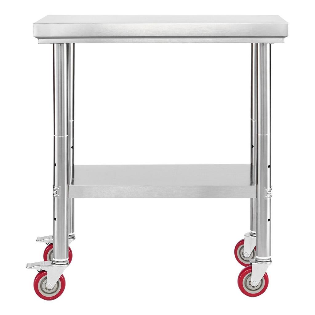 Stainless Steel Table, 60 x 76 cm Food Prep Worktable with Wheels, Kitchen Prep Table with Adjustable Undershelf Workstations for Commercial Kitchen,