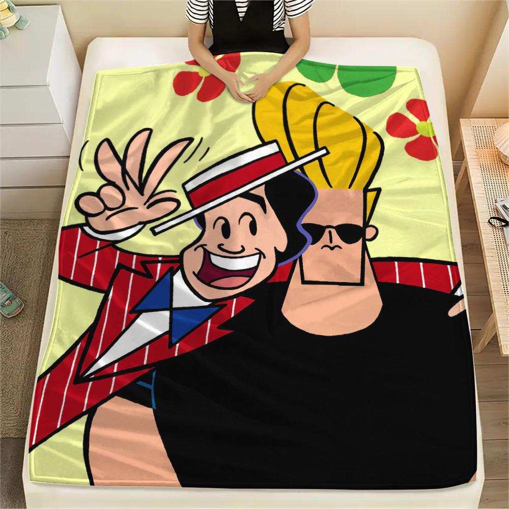 Johnny Bravo Print Flannel Blanket, High quality Comfortable for All Seasons, Home Decor, Warmth and Comfort 80cm x 120cm