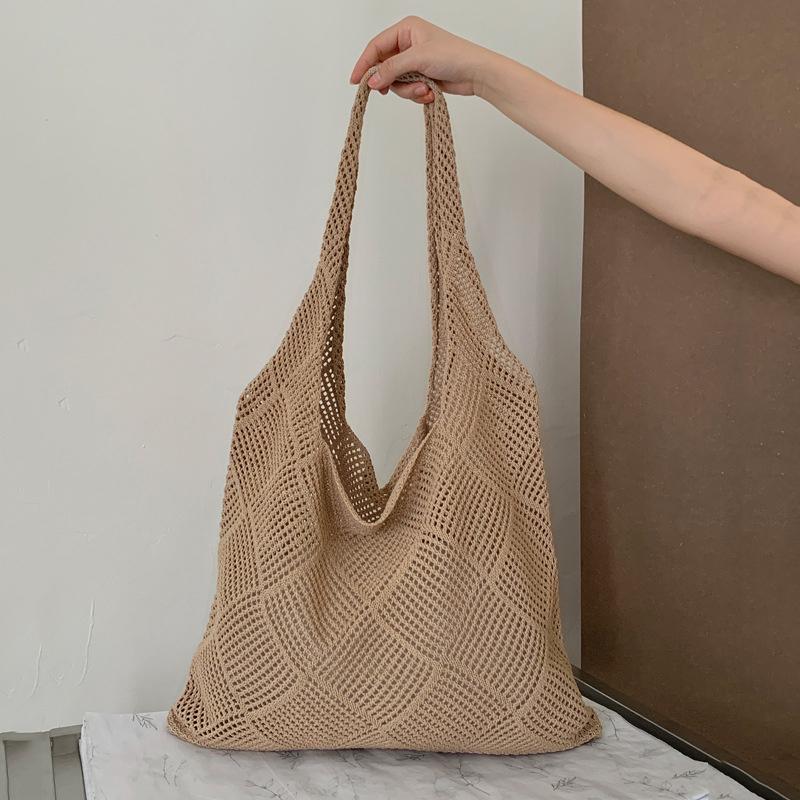 Handwoven Beach Crochet Bag for Women Lightweight Knitted Tote Handbag Summer Shopping Travel Shoulder Purse