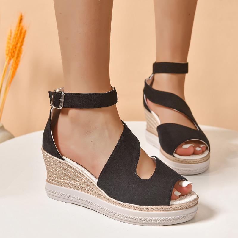 Women'S Fashion Trend Anti Slip Wear-Resistant Shoes Ladies Summer Retro Pure Colour Thick Bottom High Heel Zapatos De Mujer