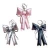 Elegant Beaded Keychain Phone Charm Unique Keyring Padded Bowknot Bag Pendant Accessory for Purse Backpack Handbag
