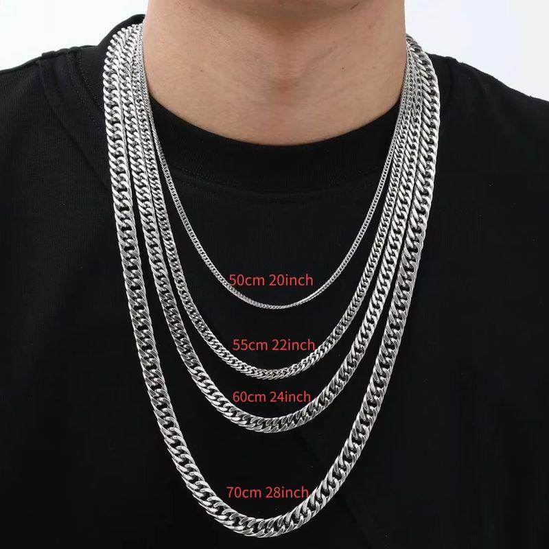 Chunky Miami Cuban Chain Necklaces for Men Women,Silver Color Stainless Steel Metal Chain Collar,Basic Classic Jewelry Gift