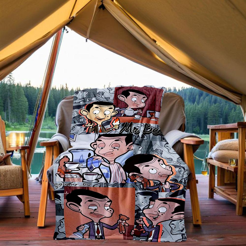 1 Stück Herr. Bean Humor Ikonische Outdoor-Decke Leichte Flanelldecke, Ganzjahresnutzung für Sofa, Bett, Reisen, Camping, Wohnzimmer, Büro, Couch037