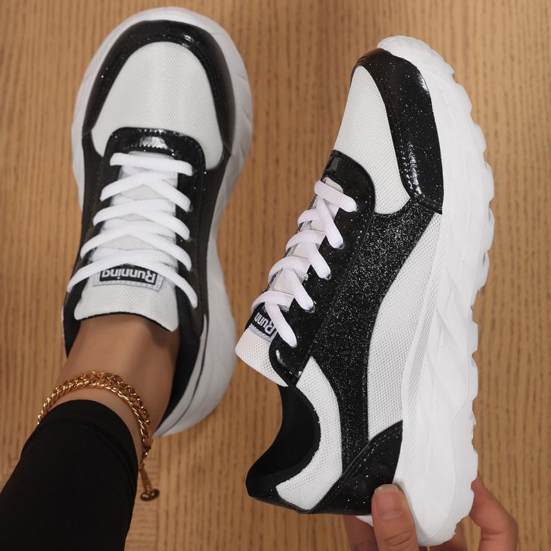 

ТУИНАНЛЕ Женская обувь Спортивные туфли Блестки Клинья Обувь Шейк Серебристый Удобные Спортивные Бег Трусцой Теннис Шнуровка Кроссовки для бега 40 чёрный