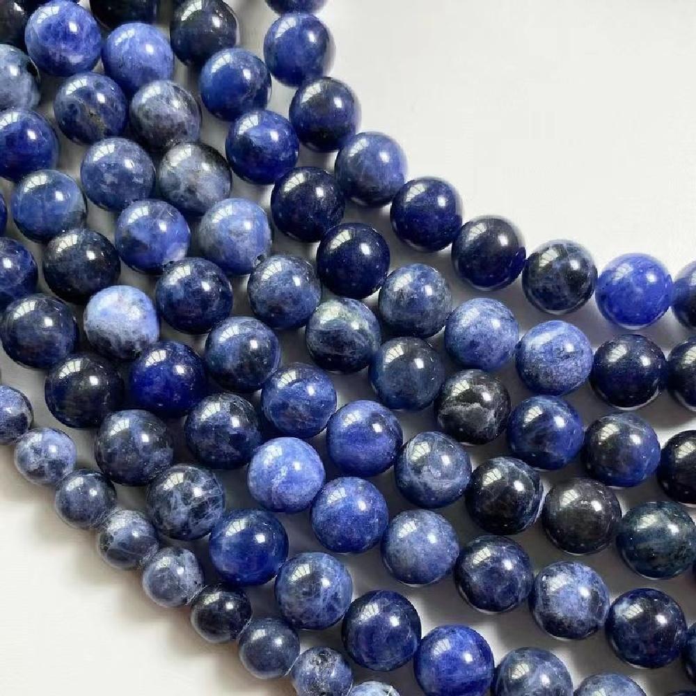 Blue-vein Sodalite Round Natural Stone Beads 15"Strand 4/6/8/10/12mm Smooth Loose Spacer Beads for Jewelry Making DIY Bracelets Accessories