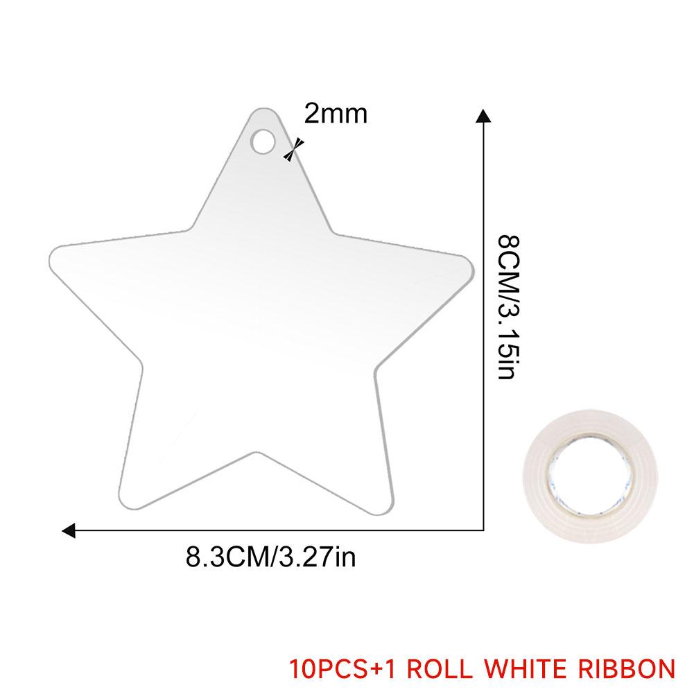 10PCS Transparent Acrylic Christmas Decoration Snowflake Drilled Holes Blank Acrylic DIY Painting Christmas Tree Pendant