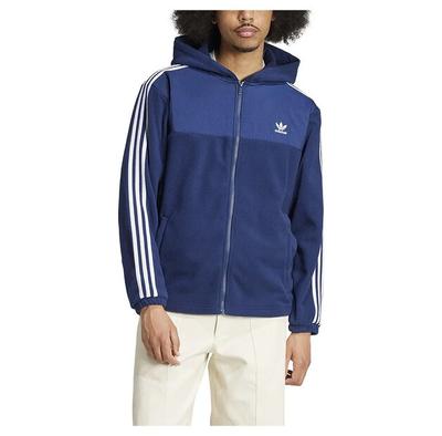 Adidas Originals – Adicolor 3-Streifen-Sweatshirt aus Teddyfleece mit durchgehendem Reißverschluss