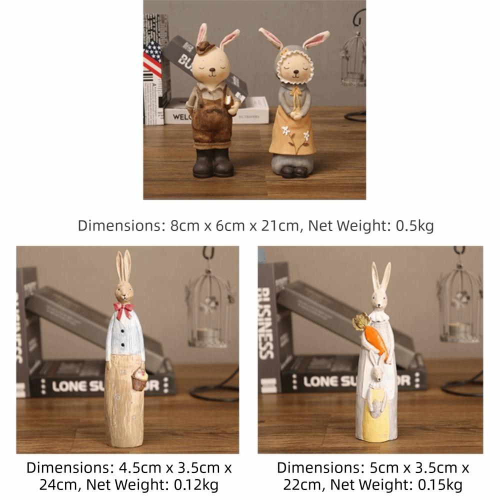 Cartoon Cute Design Easter Bunny Bank Resin Pastoral Style Cute Rabbit Statue Novelty Funny Desktop Decor Collectible