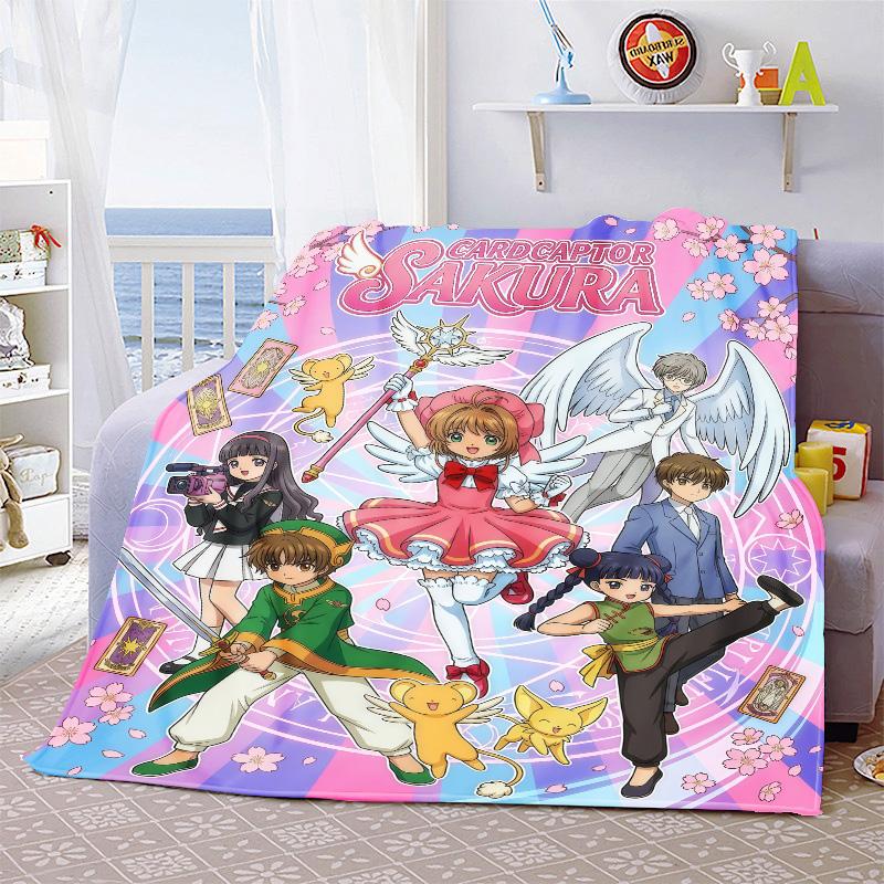Cardcaptor Sakura Anime Flannel Blanket Soft Cozy Warm Throw Lightweight Blanket for Bed Sofa Home -QJY