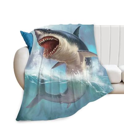 Tiefseehai Decke Komfort Wärme Weich Kuschelig Pflegeleicht Maschinenwäsche Schwarz Überwurfdecke Quilt für Sofa Bett Heimdeko Geschenke#