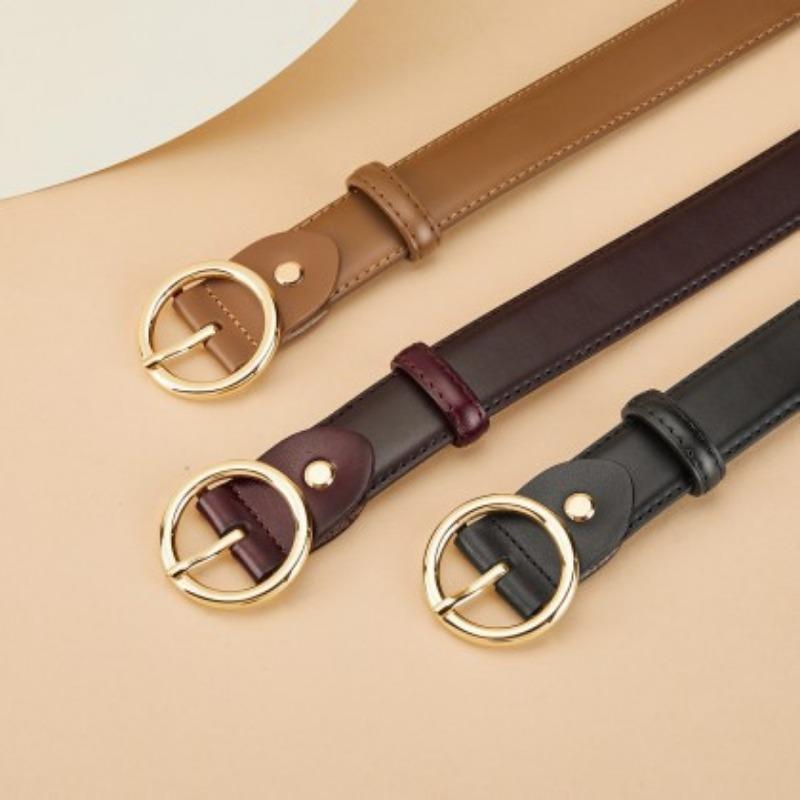 New Women's Double Sided Two-layer Cowhide Leather Belt Versatile Jeans Belt Decorative Belt for Women