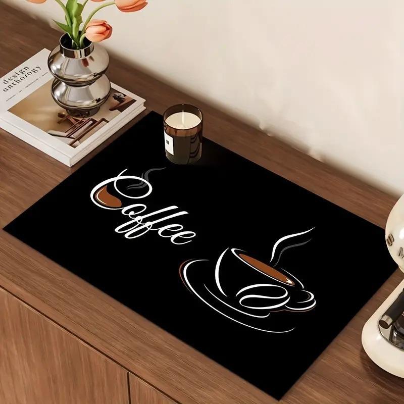 Creative Pattern Printed Coffee Machine Mat Desktop Drainage Pads Kitchen Countertop Quick Water Absorbing Utensil Drain Pad Washable Mats 1pcs