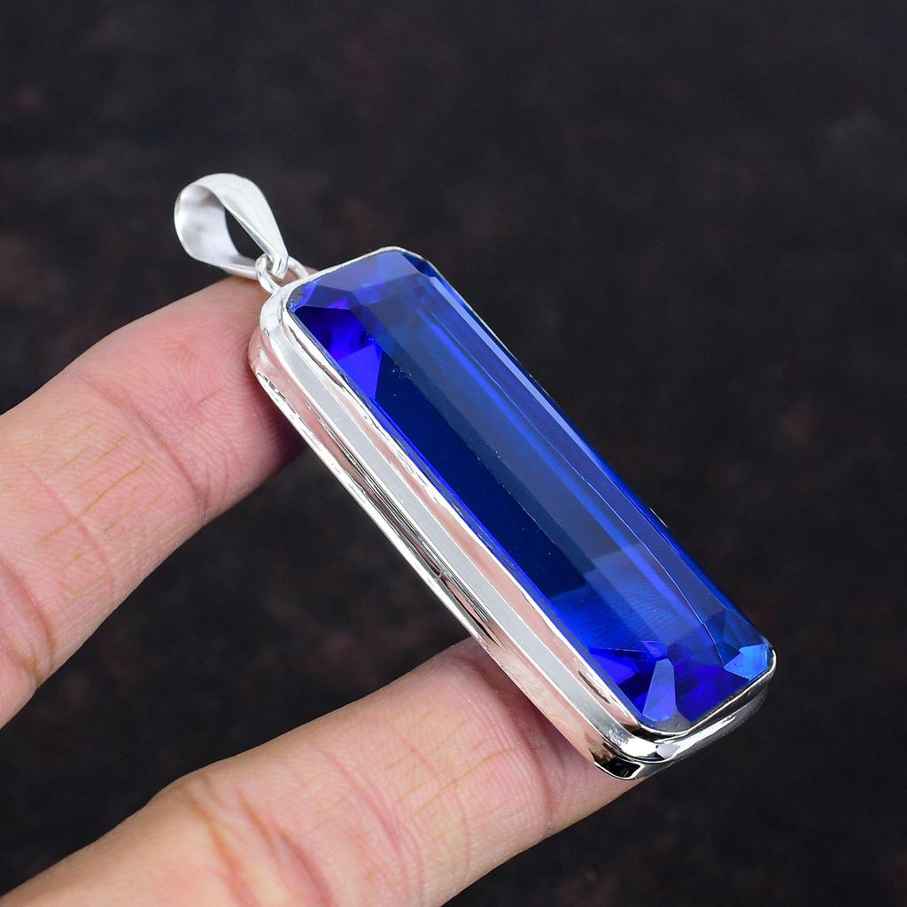 Faceted Tanzanite Quartz Pendant Genuine Gemstone Jewelry Antique Pendant 925 Sterling Silver Pendant Handmade Elegant Jewelry Gifts for Mom