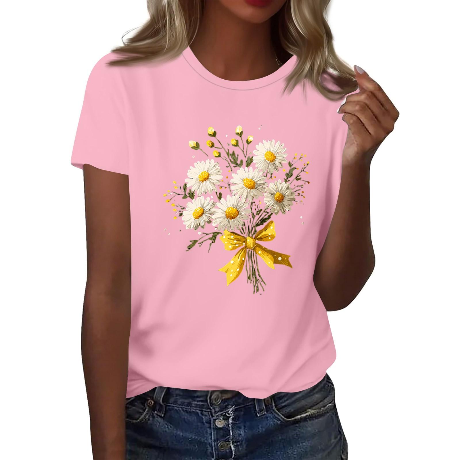 

Женская мода повседневная футболка с круглым вырезом и короткими рукавами, топ, футболка, топ XXL розовый