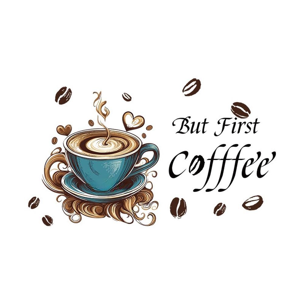 Creative Coffee Cup Motif Vinyl Decal for Indoor Wall Application In Residential and Light Commercial Settings