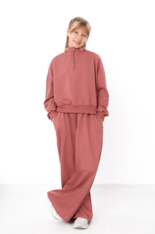 Girls Zip-Up Hoodie Sweatshirt with Hood and Wide-Leg Pants – Kids Casual Set Any season 6506-057 HC