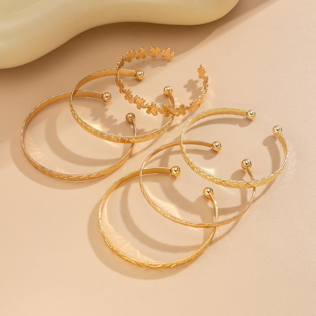 Fashion Metallic Heart Flower Bracelet Simple Geometric Bracelet Set Personalised Trend Hottie Hundreds of Stacking Style Women's Jewellery