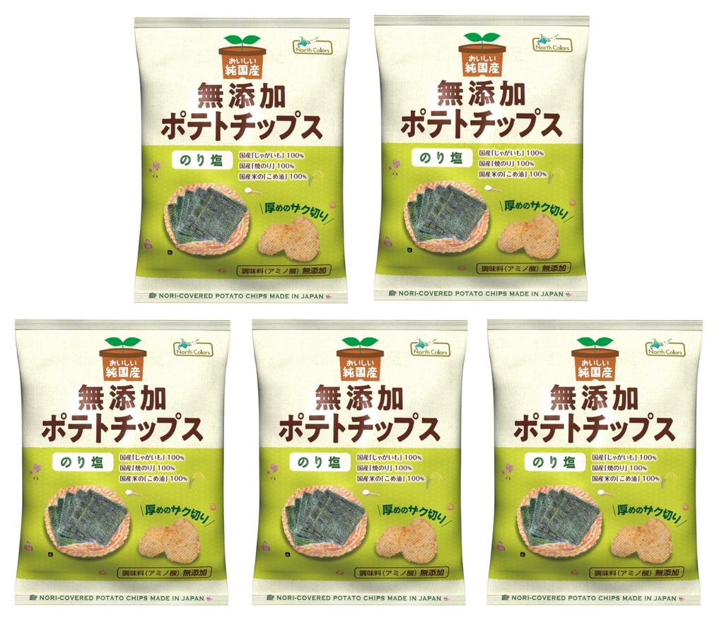 North Colors Pure Japanese Potato Chips with Seaweed Salt 53g x 5 bags Japanese Made Chunky Snacks Snacks Rice Bran Oil No Additives Potato Chips