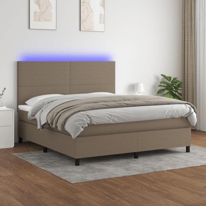 Maison Exclusive - Sommier à lattes de lit et matelas et LED Taupe 180x200cm Tissu