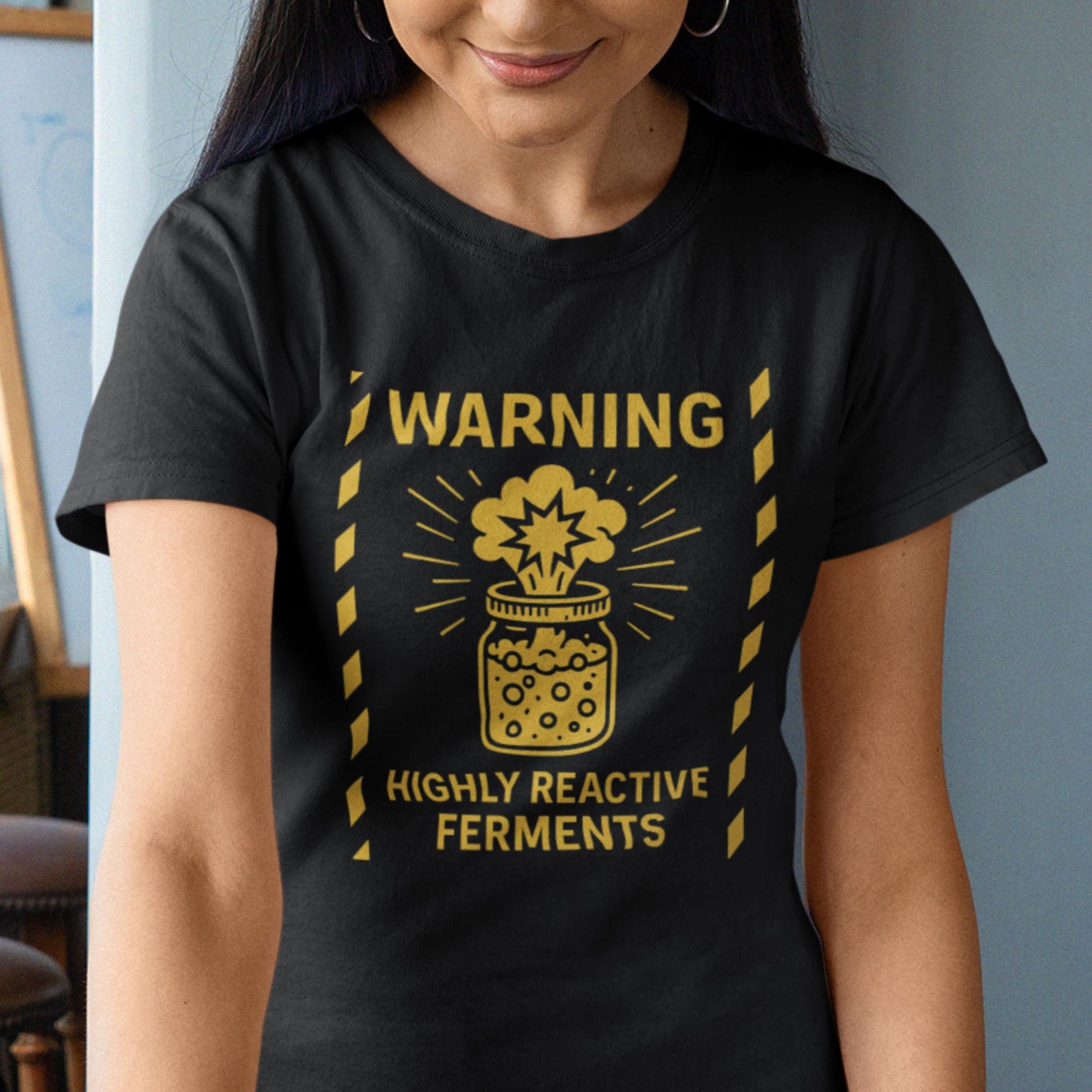 Warning Highly Reactive Ferments T-Shirt for Fermentation Lovers S