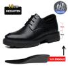 New Men Hollow Summer Platform High Heel 5/8/10 CM Height Growth Formal Men Derby Leather Shoes Man Wedding Dress Shoes Elevator