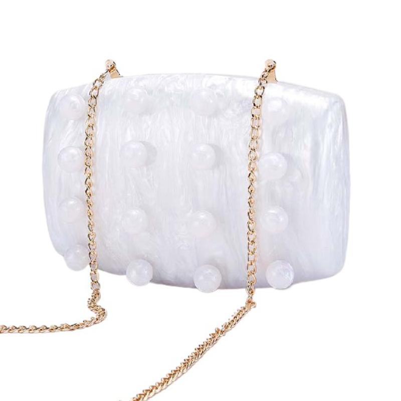

Shoulder Evening Bag Crossbody Acrylic Banquet Clutch Fashion New White Handbags Pearl Women s Brand Wallet Luxury Designer 22x13x6cm белый