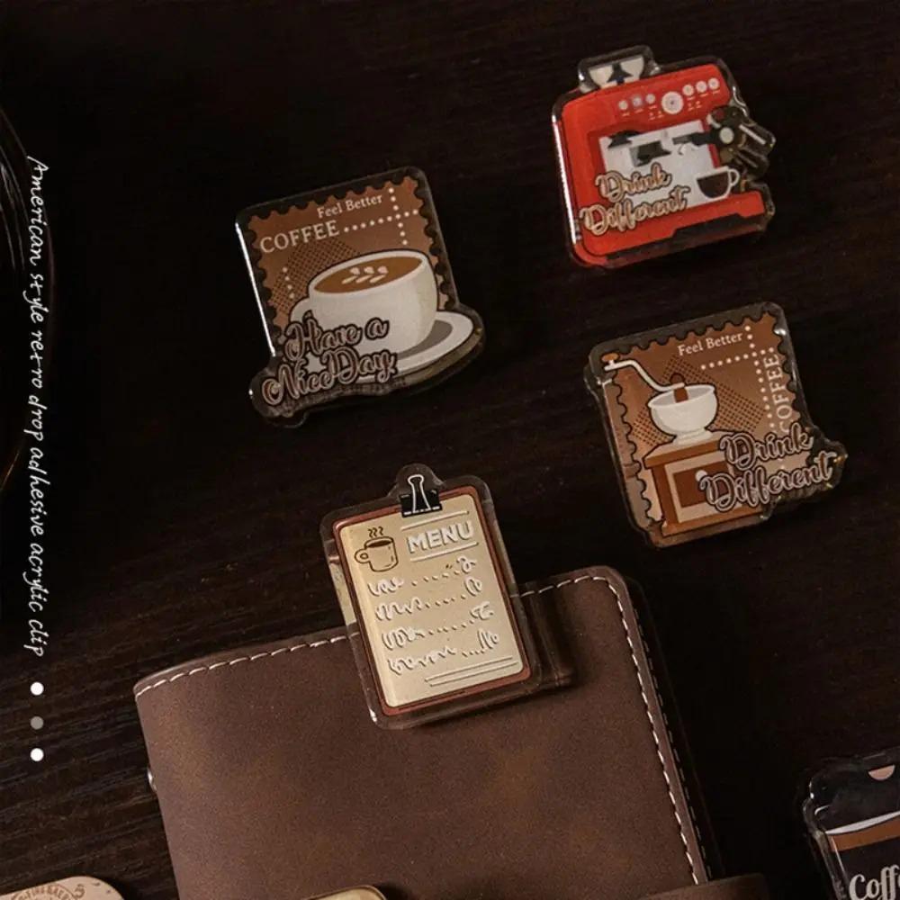 Coffee Cup Kawaii Coffee Acrylic Clips Stationery Coffee Paper Clip Journal