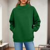 Women's Fashionable Casual Solid Color Round Neck Long Sleeved Pocket Sports Casual Pullover Sweatshirt Top