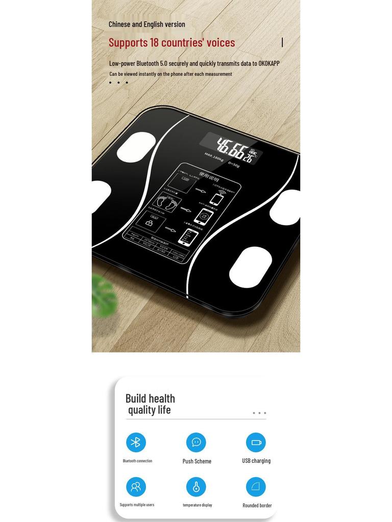 TuYi Smart Rechargeable Body Fat & Weight Scale