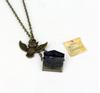 Vintage Potter Harry Copper Owl With Acceptance Letter Pendant Necklace Locket