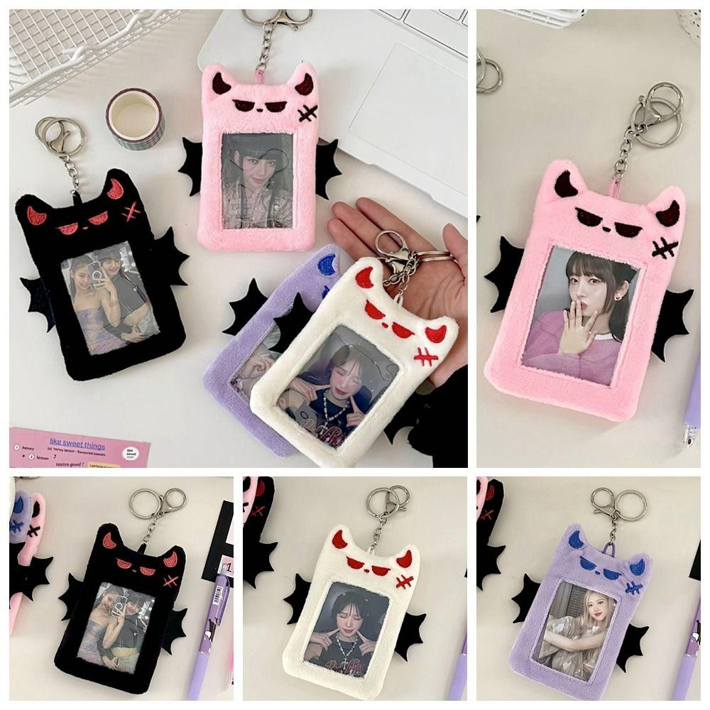 Bat Demon Cartoon Plush Photocard Holder Transparent Photo Protective Case Bus Card Holder  Outdoor