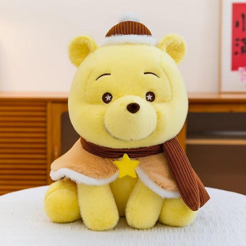 36-60Cm Cute Cartoon Winnie The Pooh Bear Plush Doll Toy With Winter Cape Knit Hat Scarf Soft Stuffed Cushion Pillow Girls Gift