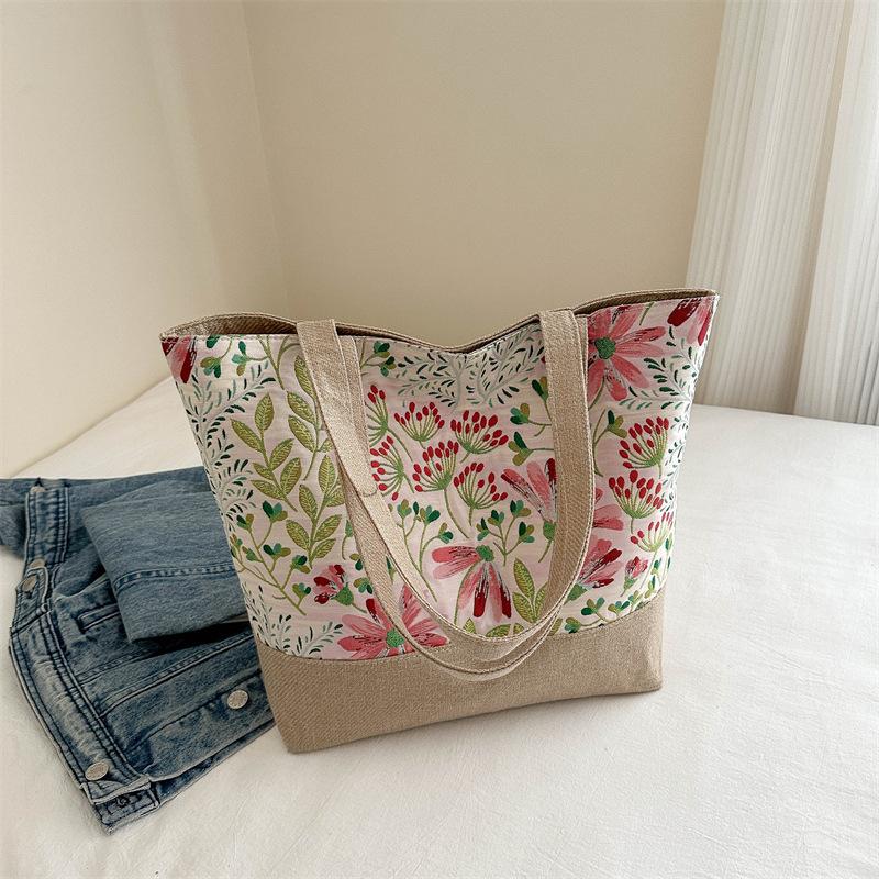 Large Size Tote Bag Fashion Folding Women Handbag Sea Tote Shoulder Bags Ladies Casual Flower Printing Shopping Bags Summer New