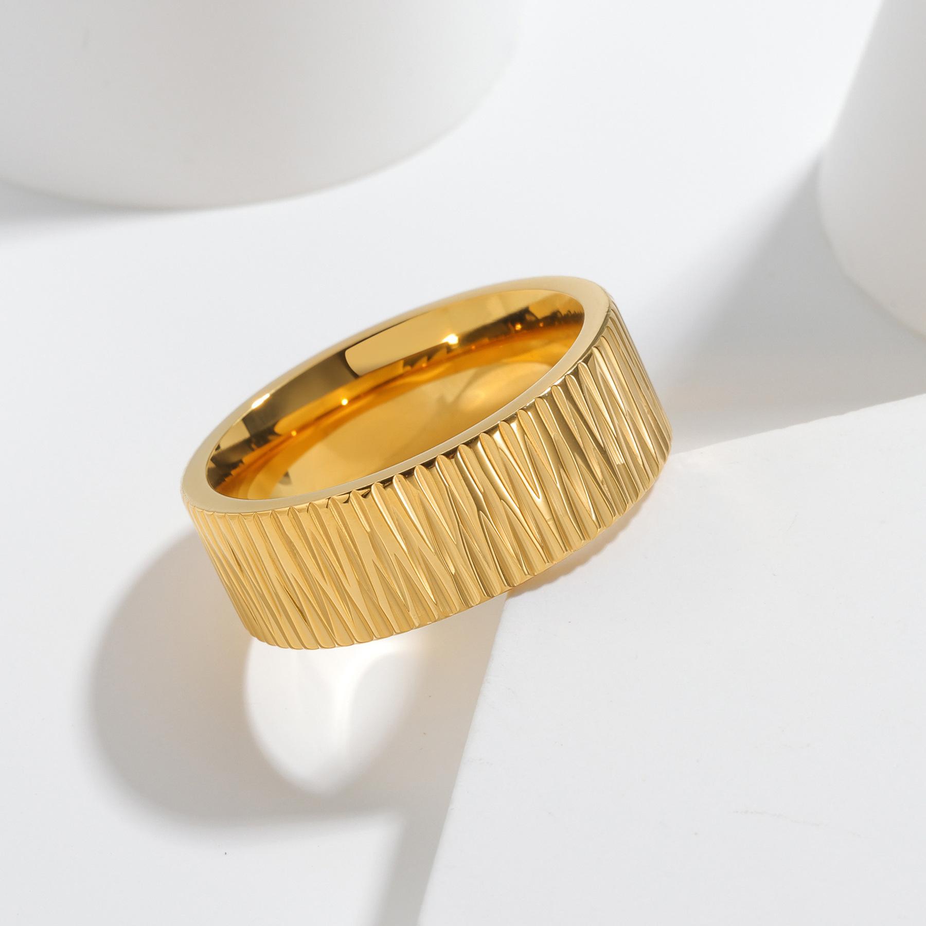 European and American Ins Fashion 8mm Vertical Pattern Ring Vacuum Ring 6