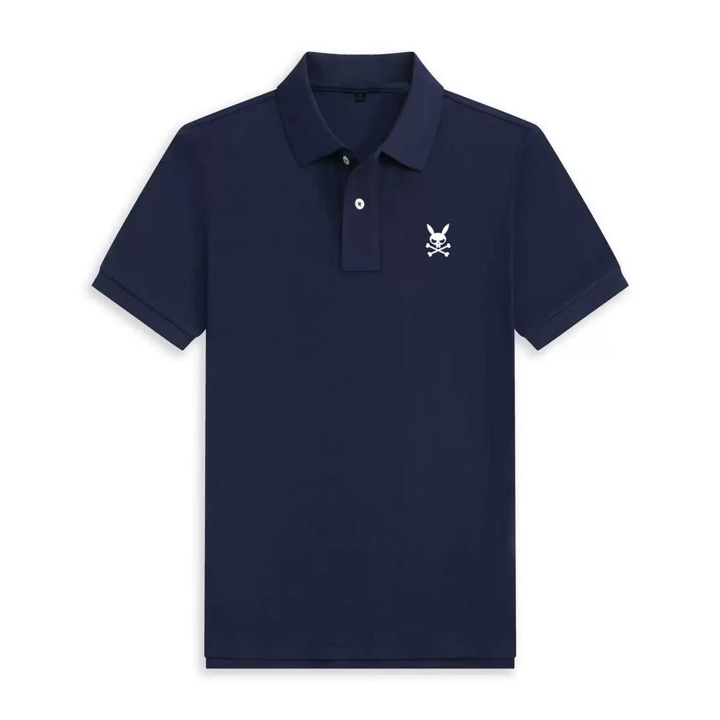 Sommer Herren Kaninchenschädel Design Kurzarm Poloshirt