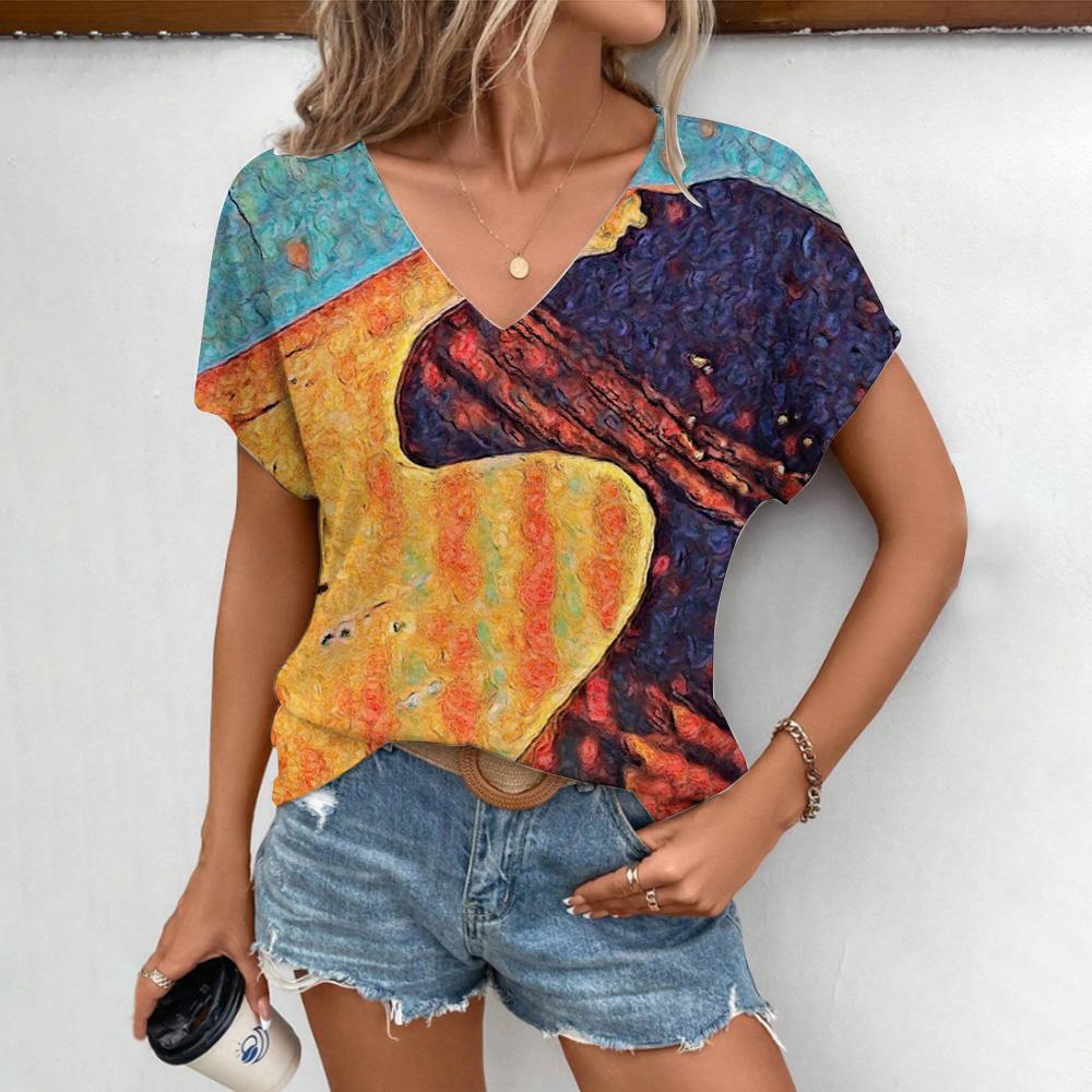 Летняя удобная женская футболка с модным западным узором пустыни и принтом для отдыха — фото 3