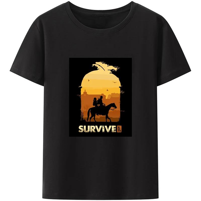 The Last of Us T Shirt UnisexBlack White Couple Fashion Tee Shirt Harajuku Casual Streetwear Retro Short-sleev O-neck Tops