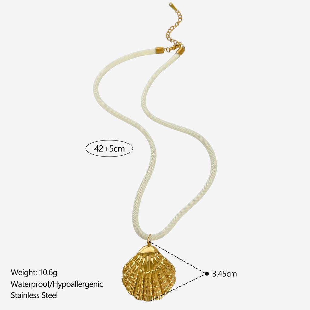 GHIDBK Exaggerated Stainless Steel Starfish Shell Conch Sun Pendant Necklaces for Women Fashion Ocean Style Jewelry Summer Beach
