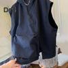 Women Summer Hooded Vest Diagonal Zipper Breathable Female Sun Protection Clothing Ladies Solid Color Casual Loose Top with Pocket